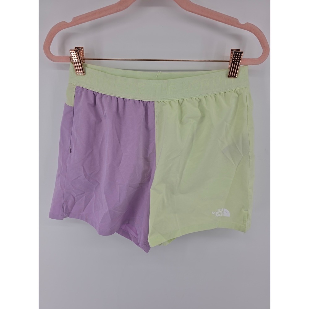 The North Face Womens Colorblock Running Shorts Green Purple Small